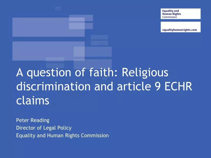 a question of faith religious discrimination and article 9 echr claims