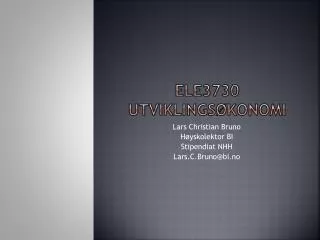 ele3730 utviklings konomi