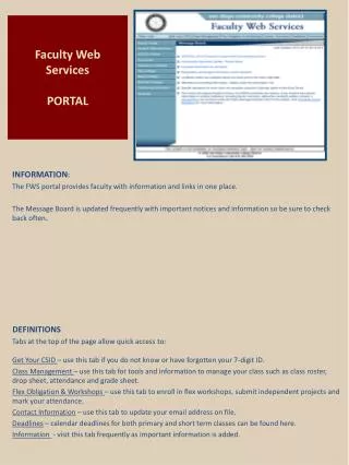 Faculty Web Services PORTAL