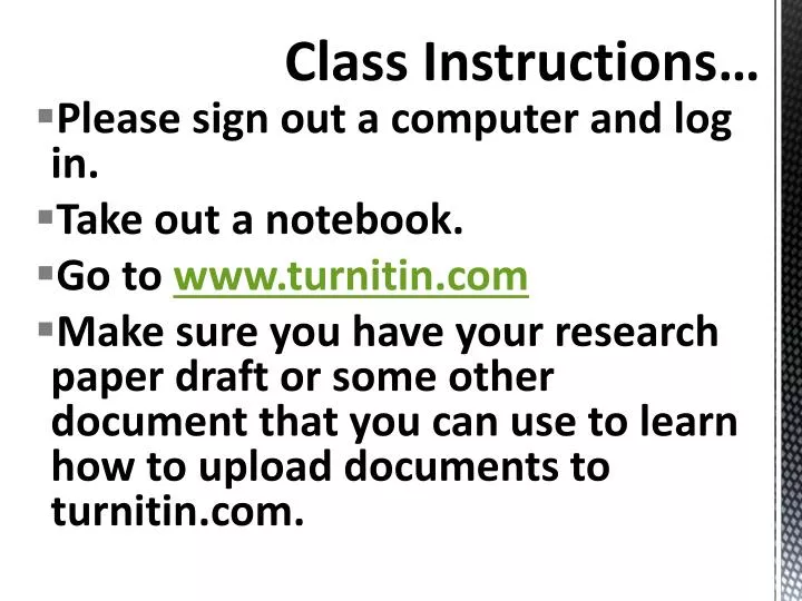 class instructions