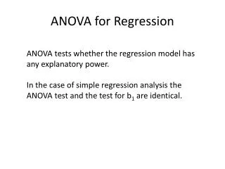 ANOVA for Regression