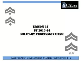 Lesson #3 SY 2013-14 Military Professionalism