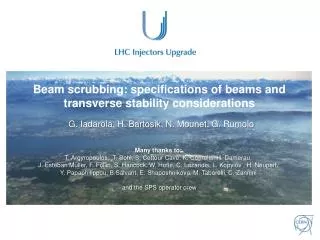 Beam scrubbing: specifications of beams and transverse stability considerations