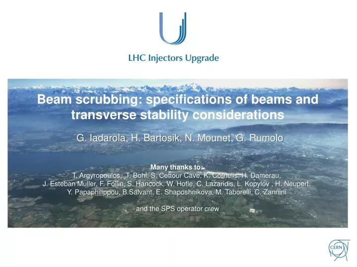 beam scrubbing specifications of beams and transverse stability considerations