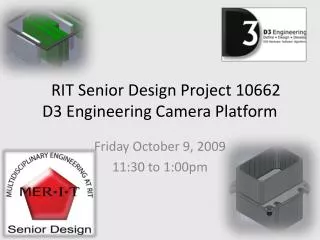 RIT Senior Design Project 10662 D3 Engineering Camera Platform