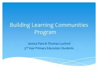Building Learning Communities Program