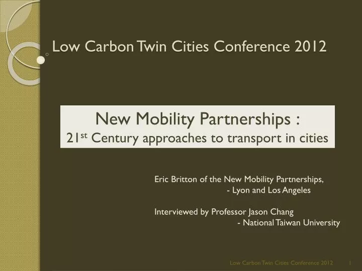 low carbon twin cities conference 2012