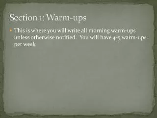Section 1: Warm-ups