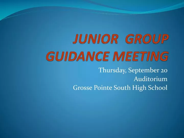 junior group guidance meeting