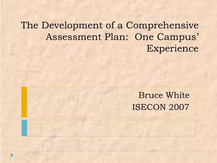 the development of a comprehensive assessment plan one campus experience