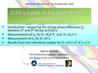 CLEO-c inputs to the determination of the CKM angle g