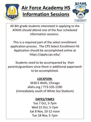 Air Force Academy HS Information Sessions