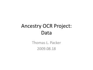 Ancestry OCR Project: Data
