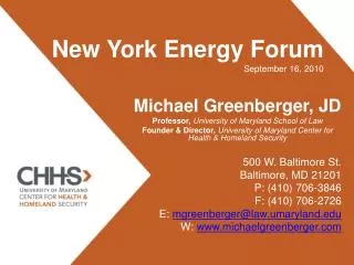 New York Energy Forum September 16, 2010