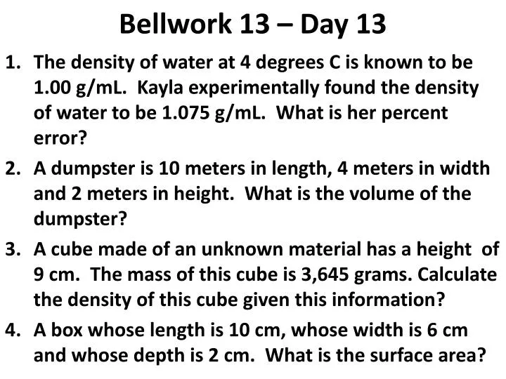 bellwork 13 day 13