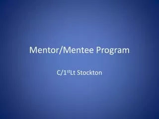 Mentor/Mentee Program
