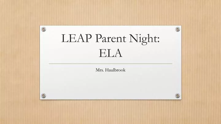 leap parent night ela