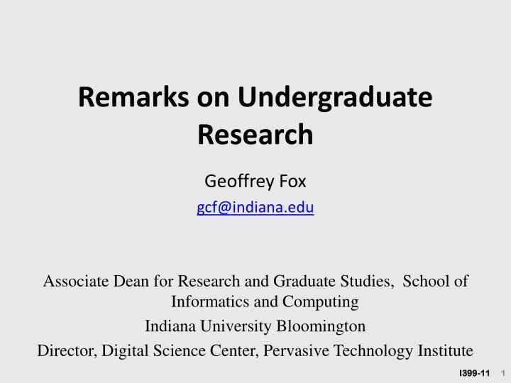 remarks on undergraduate research