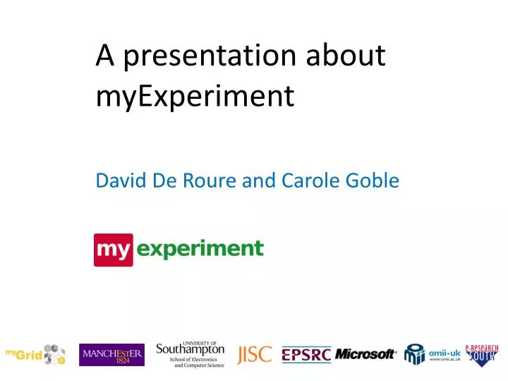 a presentation about myexperiment