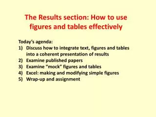 The Results section: How to use figures and tables effectively