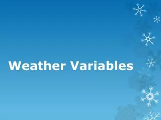 Weather Variables