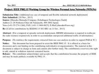 Project: IEEE P802.15 Working Group for Wireless Personal Area Networks (WPANs)