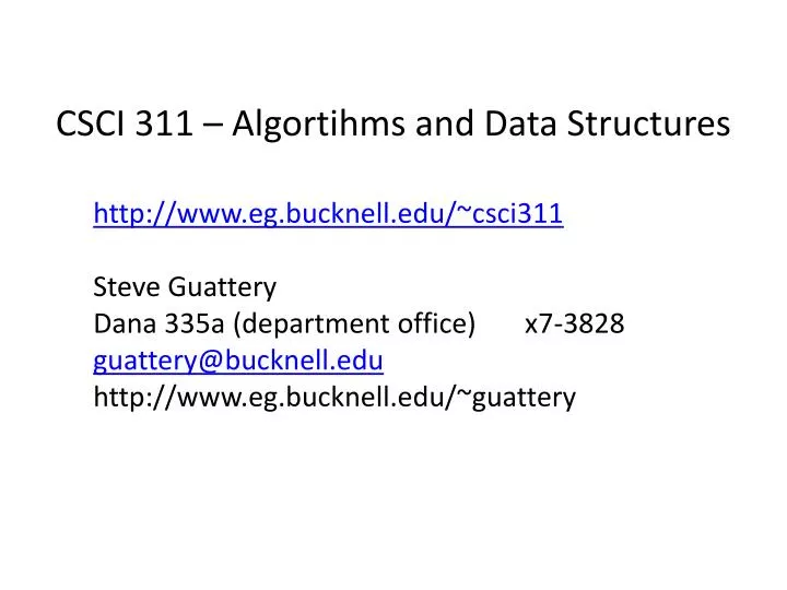 csci 311 algortihms and data structures