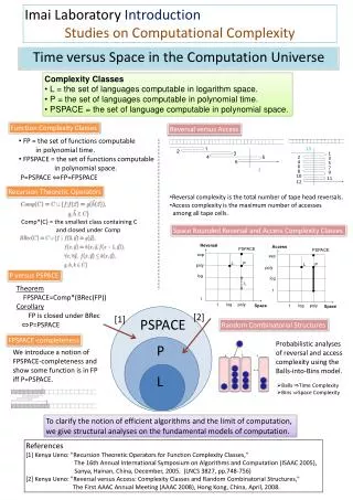 Imai Laboratory Introduction Studies on Computational Complexity