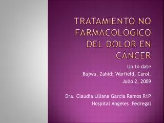 tratamiento no farmacol gico del dolor en c ncer
