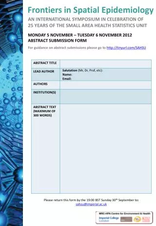 Frontiers in Spatial Epidemiology