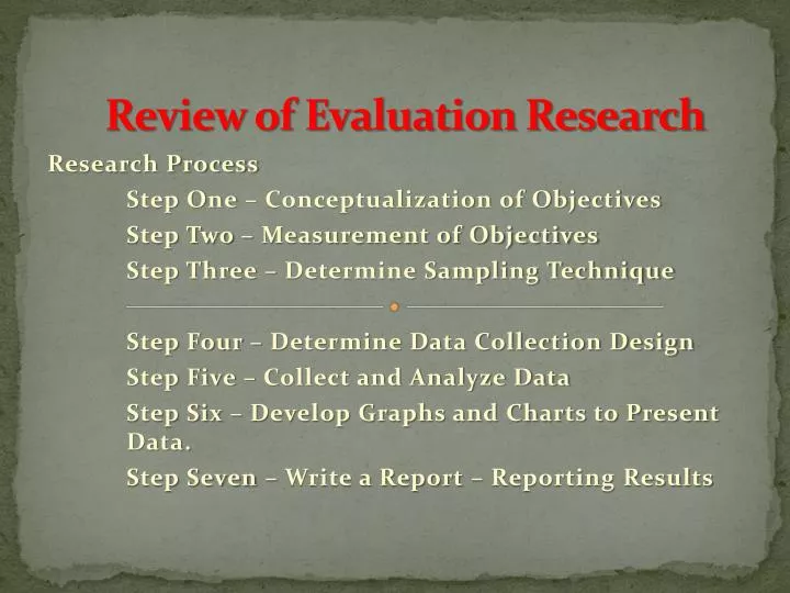 review of evaluation research