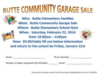 BUTTE COMMUNITY GARAGE SALE
