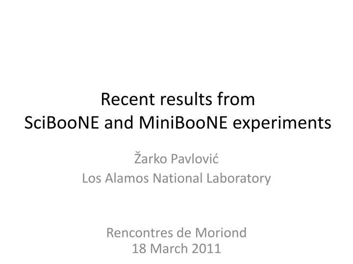 recent results from sciboone and miniboone experiments