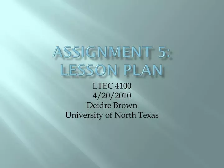assignment 5 lesson plan