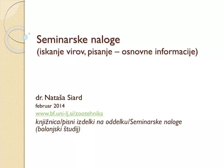 seminarske naloge iskanje virov pisanje osnovne informacije