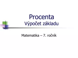 Procenta Výpočet základu