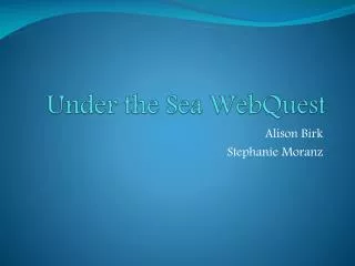 Under the Sea WebQuest