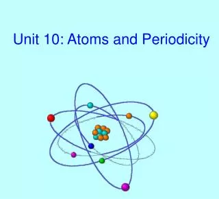 Unit 10: Atoms and Periodicity