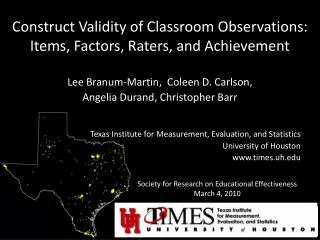 Construct Validity of Classroom Observations: Items, Factors, Raters, and Achievement