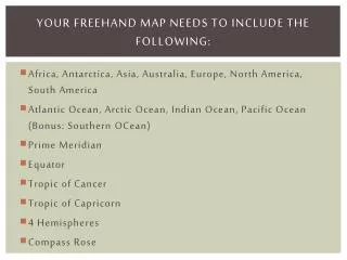 Your freehand map needs to Include the following: