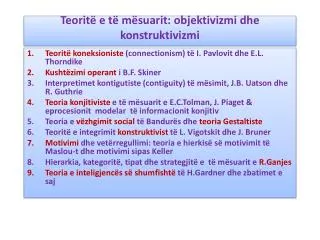 teorit e t m suarit objektivizmi dhe konstruktivizmi