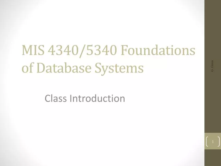 mis 4340 5340 foundations of database systems