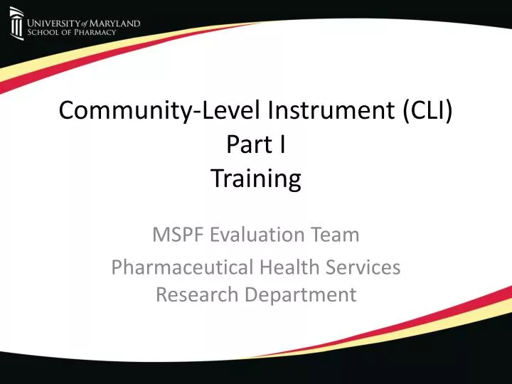 community level instrument cli part i training