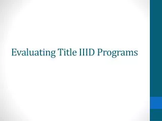 Evaluating Title IIID Programs
