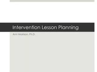 Intervention Lesson Planning
