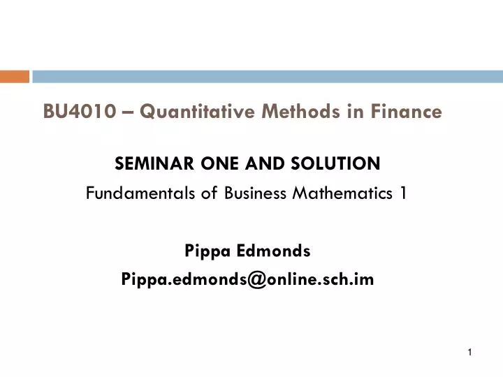 bu4010 quantitative methods in finance