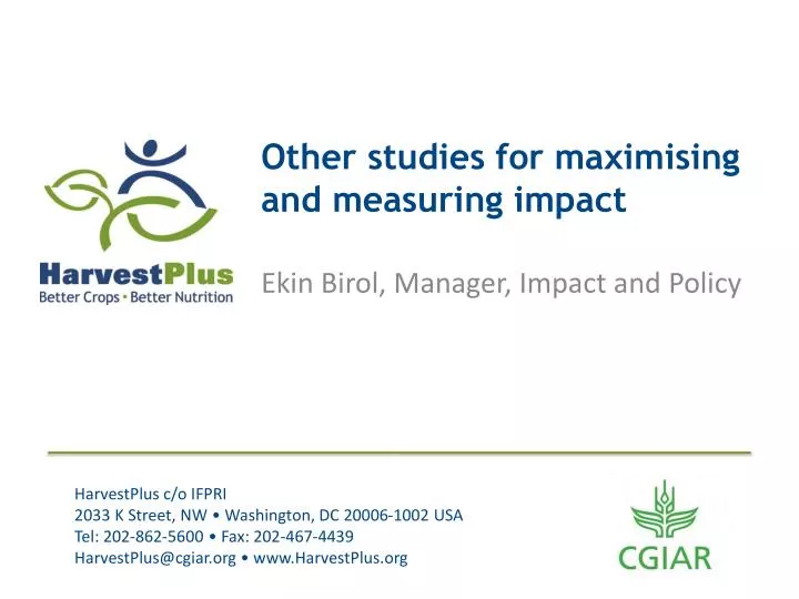 other studies for maximising and measuring impact