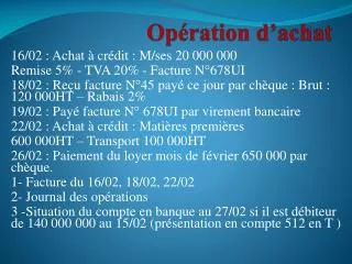 op ration d achat