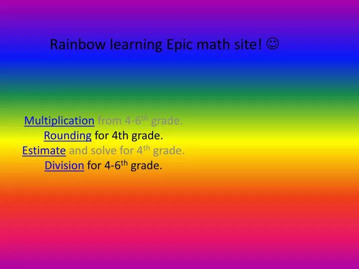 rainbow learning epic math site
