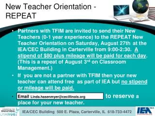 New Teacher Orientation -REPEAT